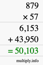 How to calculate 879 times 57 using long multiplication