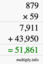 How to calculate 879 times 59 using long multiplication