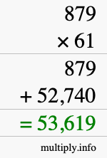 How to calculate 879 times 61 using long multiplication