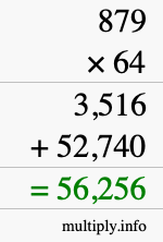How to calculate 879 times 64 using long multiplication How to calculate 879 times 64 using long multiplication