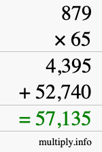 How to calculate 879 times 65 using long multiplication