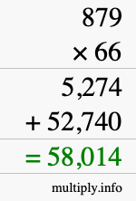 How to calculate 879 times 66 using long multiplication