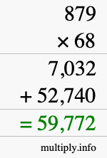 How to calculate 879 times 68 using long multiplication