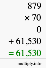 How to calculate 879 times 70 using long multiplication