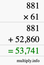 How to calculate 881 times 61 using long multiplication