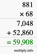 How to calculate 881 times 68 using long multiplication