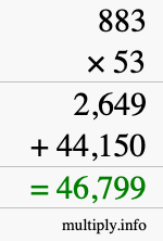 How to calculate 883 times 53 using long multiplication How to calculate 883 times 53 using long multiplication