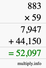 How to calculate 883 times 59 using long multiplication How to calculate 883 times 59 using long multiplication
