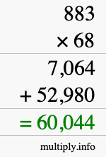 How to calculate 883 times 68 using long multiplication