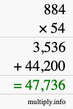 How to calculate 884 times 54 using long multiplication How to calculate 884 times 54 using long multiplication
