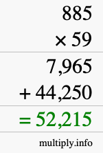 How to calculate 885 times 59 using long multiplication