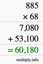 How to calculate 885 times 68 using long multiplication