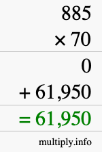 How to calculate 885 times 70 using long multiplication