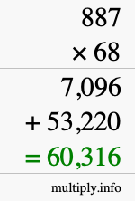 How to calculate 887 times 68 using long multiplication