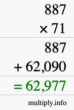 How to calculate 887 times 71 using long multiplication