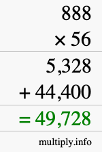 How to calculate 888 times 56 using long multiplication