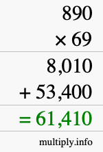 How to calculate 890 times 69 using long multiplication