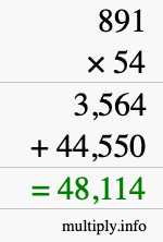 How to calculate 891 times 54 using long multiplication