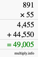 How to calculate 891 times 55 using long multiplication