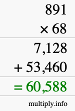 How to calculate 891 times 68 using long multiplication