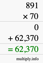 How to calculate 891 times 70 using long multiplication
