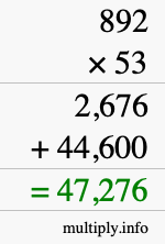 How to calculate 892 times 53 using long multiplication