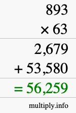 How to calculate 893 times 63 using long multiplication