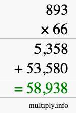How to calculate 893 times 66 using long multiplication
