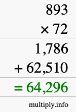 How to calculate 893 times 72 using long multiplication
