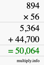 How to calculate 894 times 56 using long multiplication