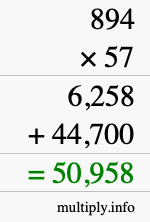 How to calculate 894 times 57 using long multiplication How to calculate 894 times 57 using long multiplication