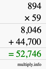 How to calculate 894 times 59 using long multiplication