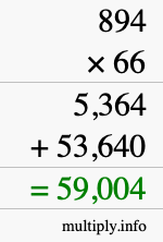 How to calculate 894 times 66 using long multiplication