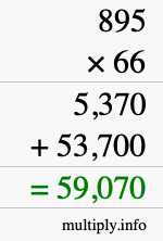 How to calculate 895 times 66 using long multiplication