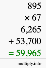 How to calculate 895 times 67 using long multiplication