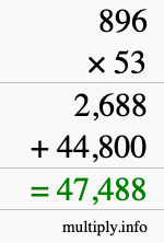 How to calculate 896 times 53 using long multiplication
