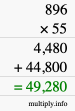 How to calculate 896 times 55 using long multiplication