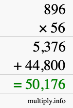 How to calculate 896 times 56 using long multiplication