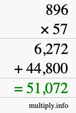 How to calculate 896 times 57 using long multiplication How to calculate 896 times 57 using long multiplication