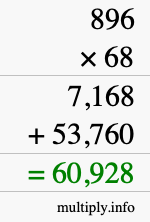 How to calculate 896 times 68 using long multiplication