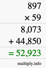 How to calculate 897 times 59 using long multiplication