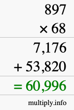 How to calculate 897 times 68 using long multiplication