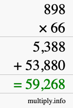 How to calculate 898 times 66 using long multiplication
