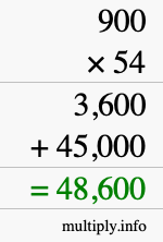 How to calculate 900 times 54 using long multiplication