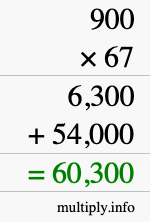 How to calculate 900 times 67 using long multiplication