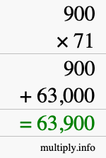 How to calculate 900 times 71 using long multiplication
