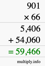How to calculate 901 times 66 using long multiplication