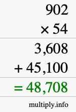 How to calculate 902 times 54 using long multiplication How to calculate 902 times 54 using long multiplication
