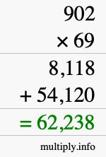 How to calculate 902 times 69 using long multiplication