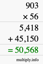 How to calculate 903 times 56 using long multiplication